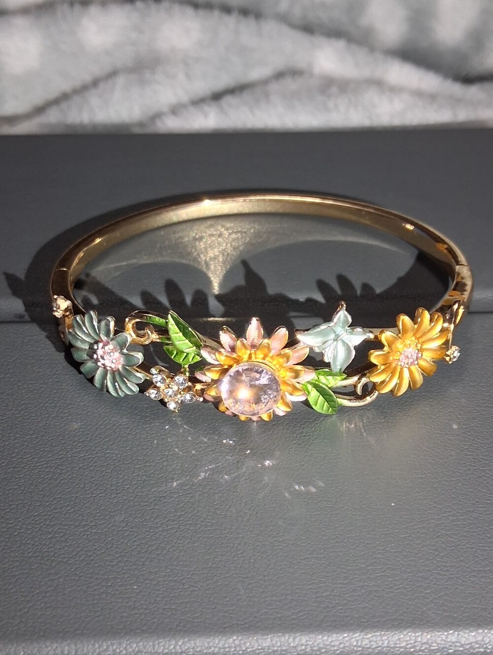 Gold Floral Sunflower Bracelet
